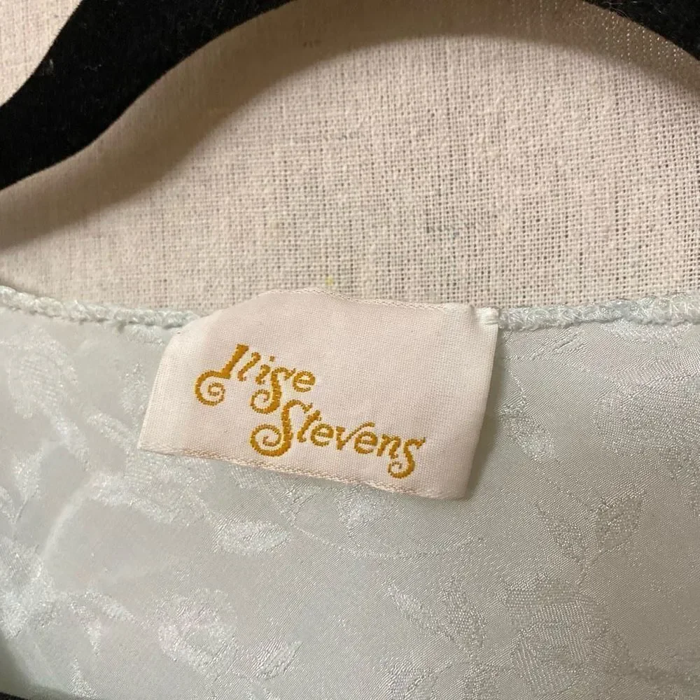 Vintage Ilise Stevens Pastel Green Brocade Nightie - Picture 4 of 4